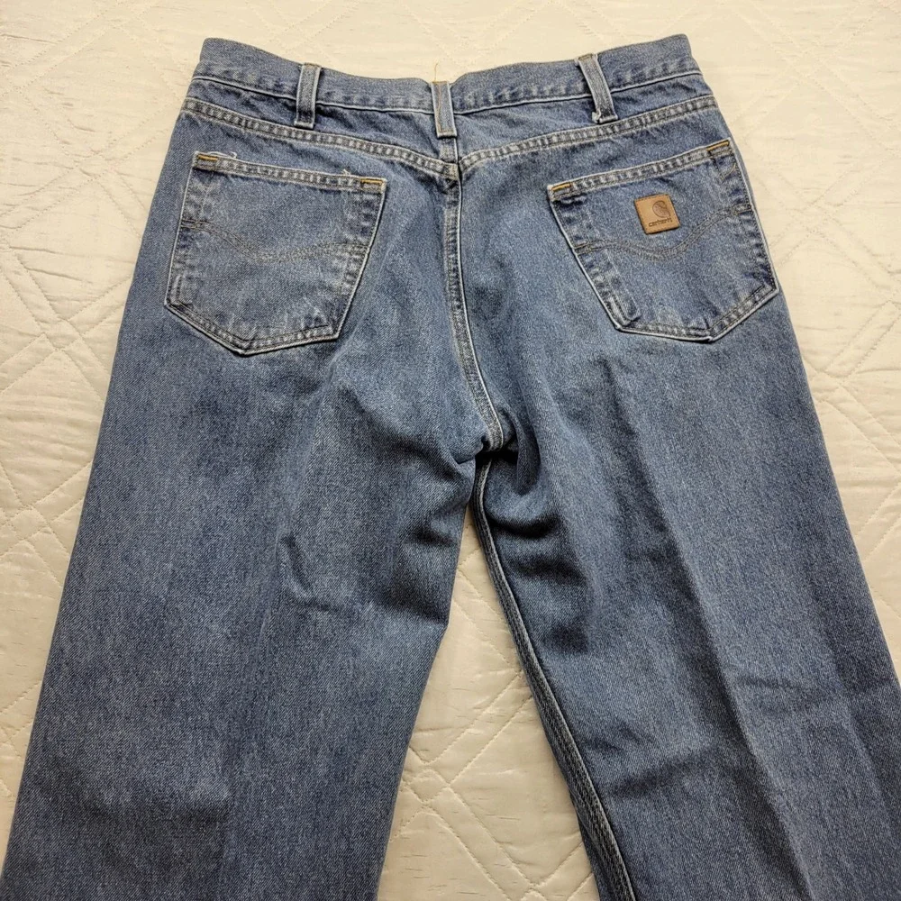 Carhartt pleated blue jeans size 35X30